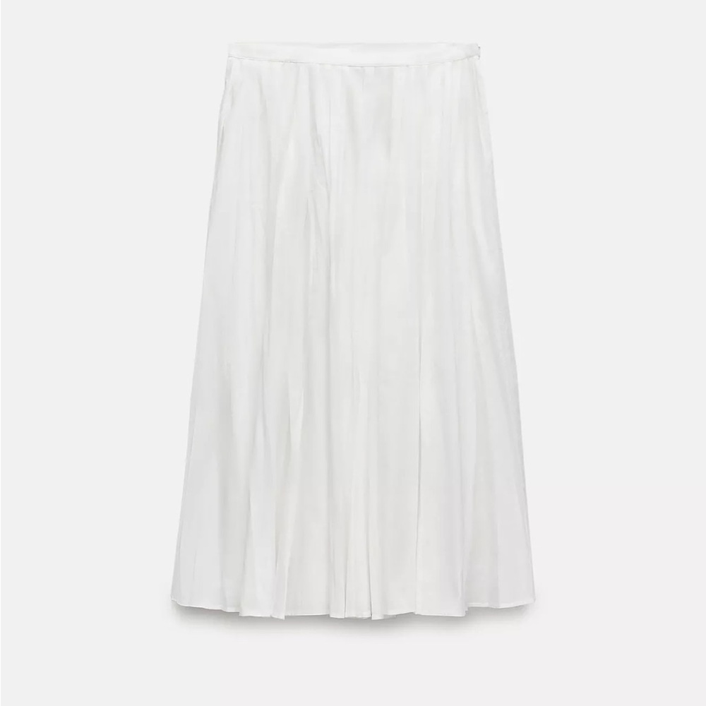 Zara White pleated Maxi Skirt